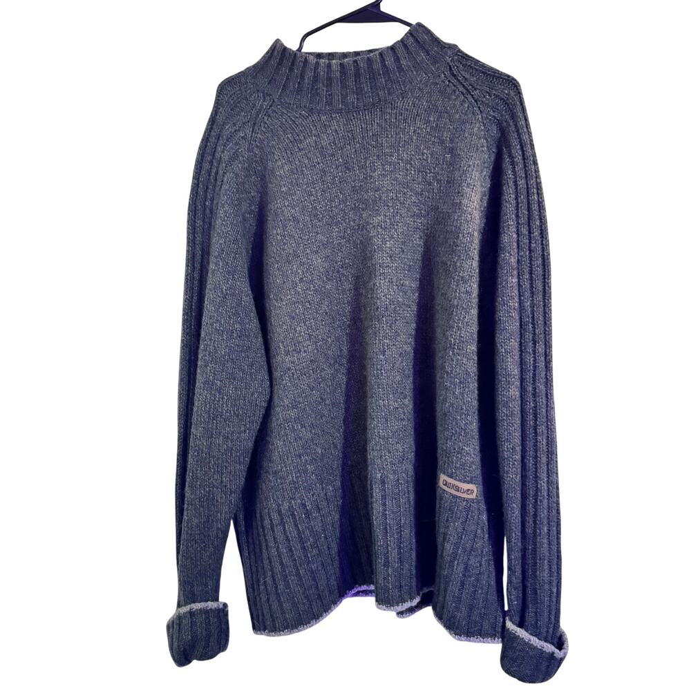 QUICKSILVER BLUE/Gray Wool Blend Heavy Sweater Sz XL TG GORGEOUS!!!